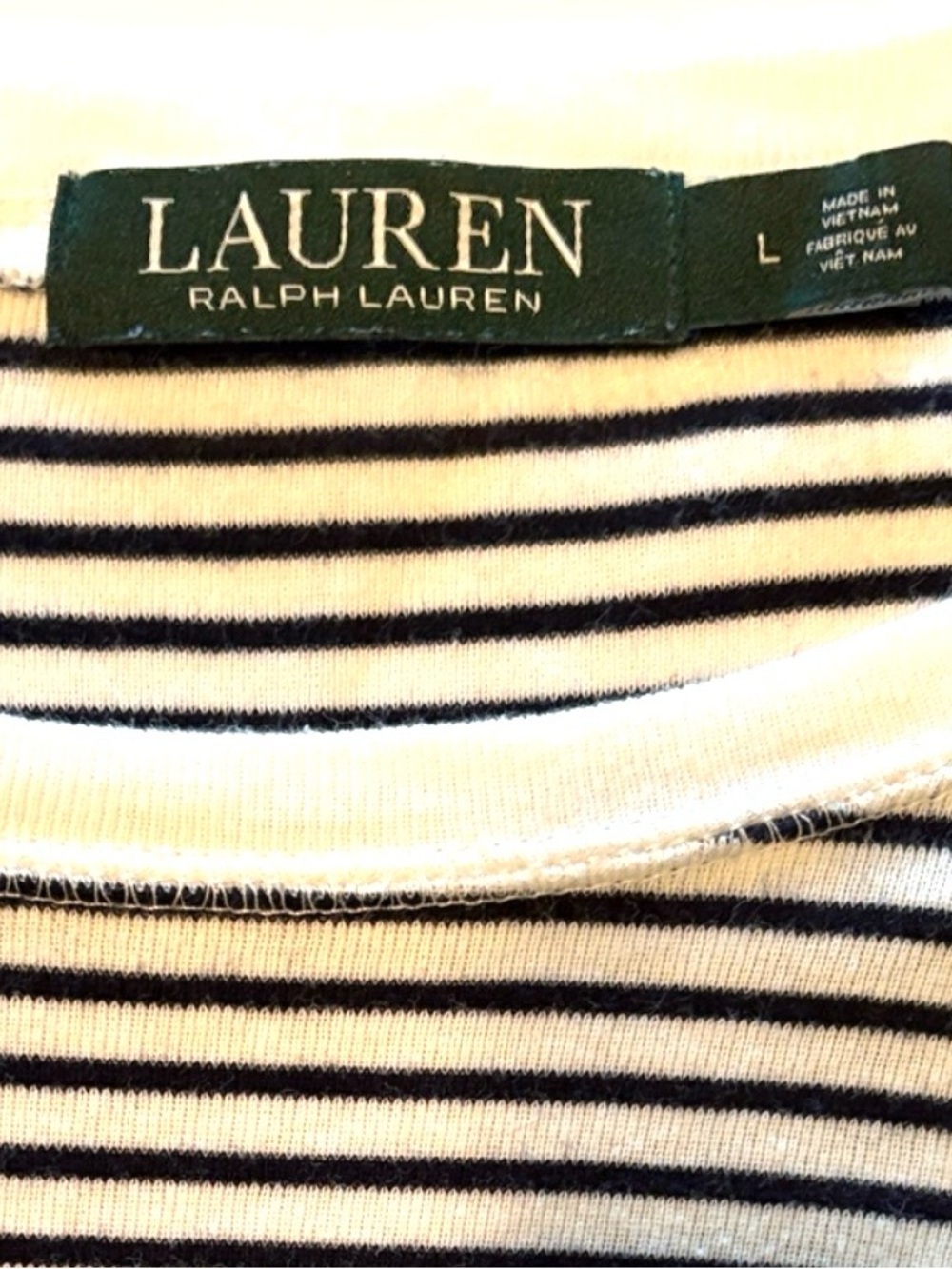Lauren RL Striped Long-Sleeve with Suede Elbow Patches Size Large - Picture 4 of 12